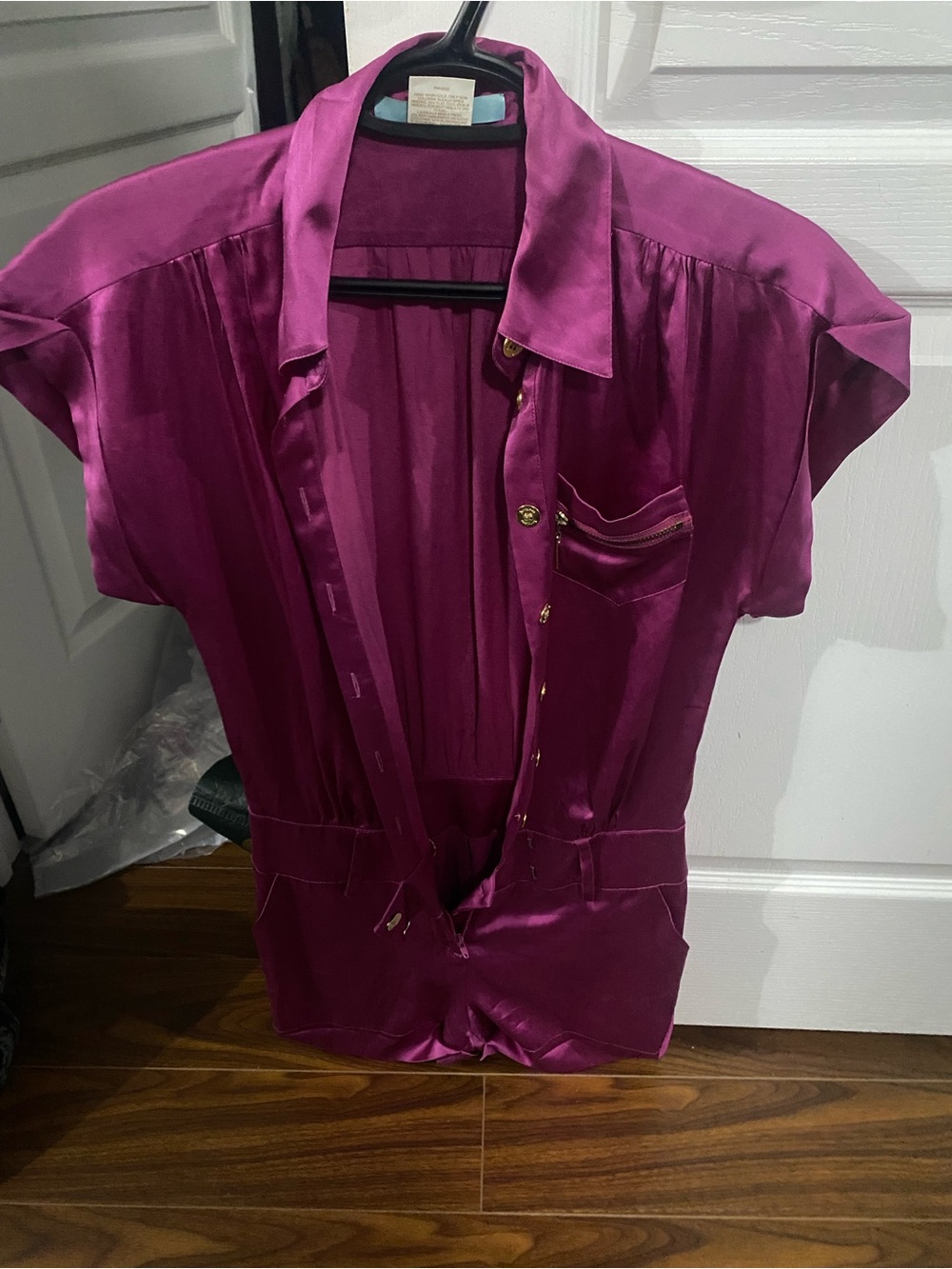 Marciano Silky Magenta 1 piece Button-Up Romper